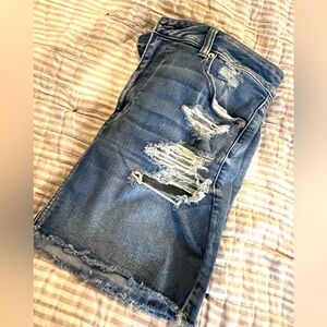 American Eagle Distressed Denim Mini Skirt